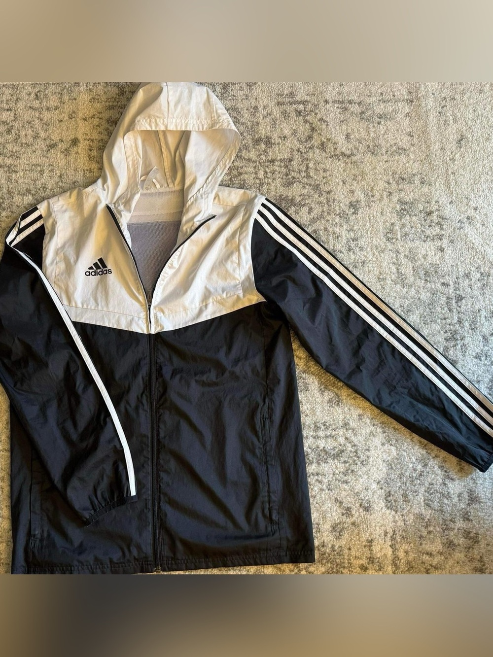 Adidas Navy & White Windbreaker Full Zip Size Small